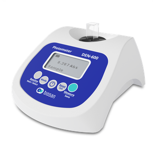 Biosan DEN-600 rechargeable laboratory photometer with 600 nm optical system for OD600 cell density, McFarland turbidity and Bradford protein assay measurement