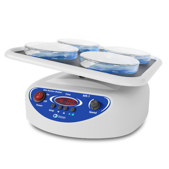 Biosan MR-1 Mini-Rocker Shaker for gentle rocking and mixing of biological samples in laboratory applications