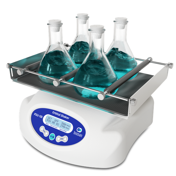 Biosan PSU-10i compact orbital shaker with adjustable speed control and interchangeable platforms for biotechnology and biomedical laboratories