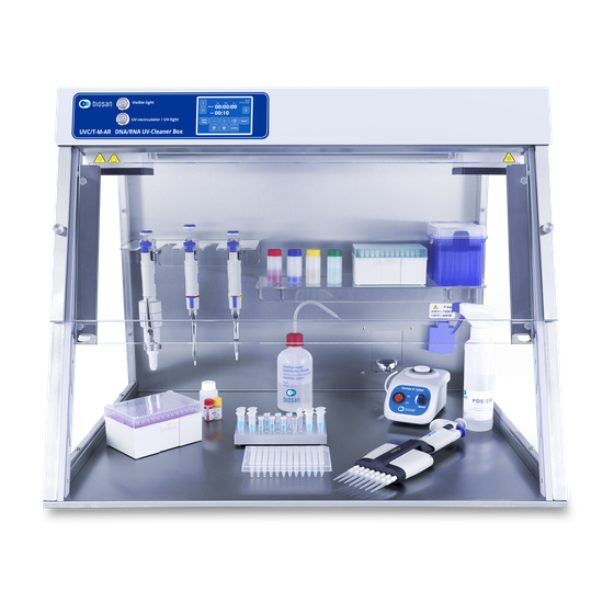 Biosan UVC/T-M-AR PCR cabinet with UV-C decontamination and patented UV air recirculator for contamination-free DNA/RNA sample preparation with glass side walls