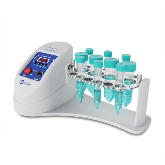Biosan Bio RS-24 mini-rotator for vertical rotation and gentle mixing of laboratory tubes, isometric view